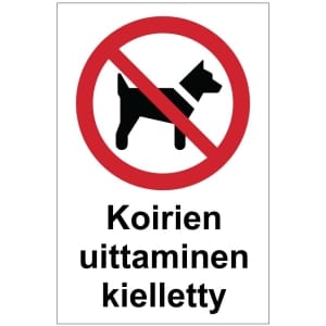 Koirien uittaminen kielletty kyltti
