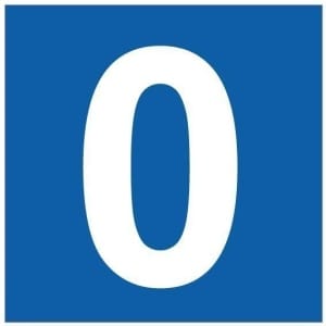 Numero 0 sininen pohja kyltti