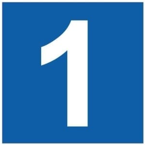 Numero 1 sininen pohja kyltti