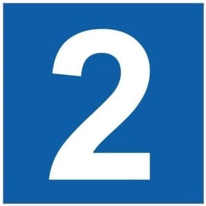 Numero 2 sininen pohja kyltti