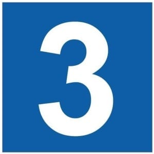 Numero 3 sininen pohja kyltti