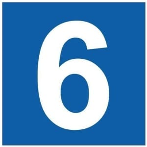 Numero 6 sininen pohja kyltti