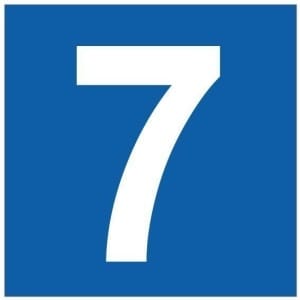 Numero 7 sininen pohja kyltti