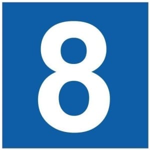 Numero 8 sininen pohja kyltti