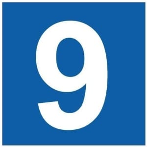Numero 9 sininen pohja kyltti