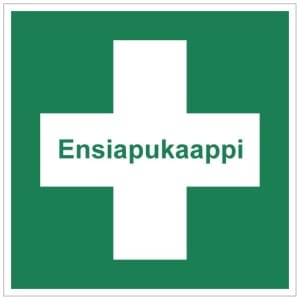 Ensiapukaappi kyltti