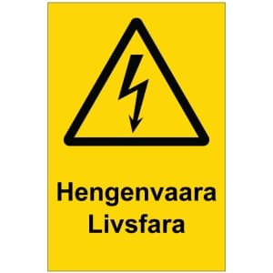 Hengenvaara Livsfara sähköalan kilpi