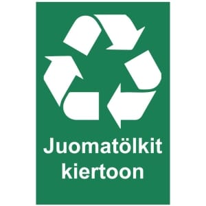 Juomatölkit kiertoon kilpi