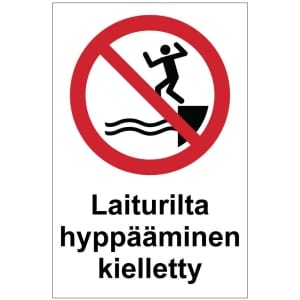 Laiturilta hyppääminen kielletty kyltti
