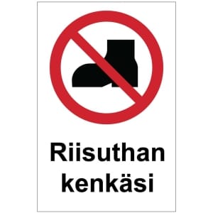 Riisuthan kenkäsi kyltti