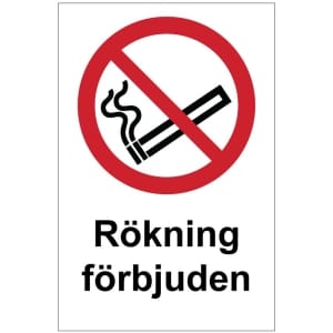 Rökning förbjuden kyltti