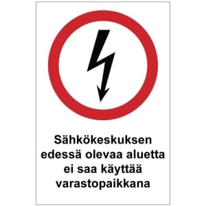 Sähkökeskuksen edessä sähköalan kilpi