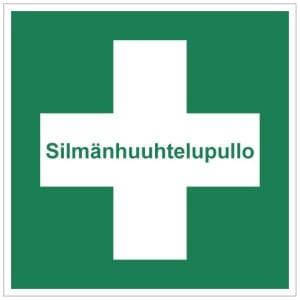 Silmänhuuhtelupullo kyltti