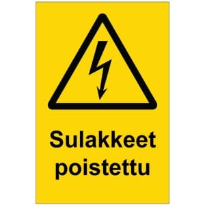 Sulakkeet poistettu sähköalan kilpi