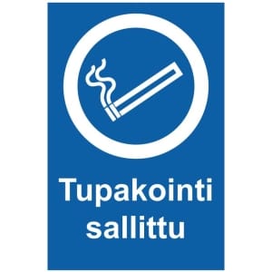 Tupakointi sallittu kyltti