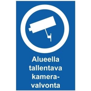 Alueella tallentava kameravalvonta kyltti