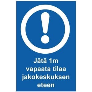 Jakokeskuksen eteen kyltti