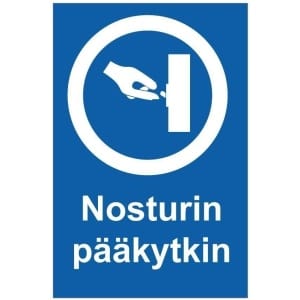 Nosturin pääkytkin kyltti