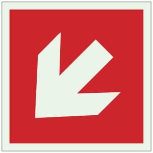 Nuoli alaviisto (punainen) jälkivalaiseva opaste