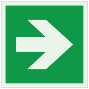 Nuoli sivulle (vihreä) jälkivalaiseva opaste