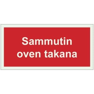Sammutin oven takana jälkivalaiseva opaste
