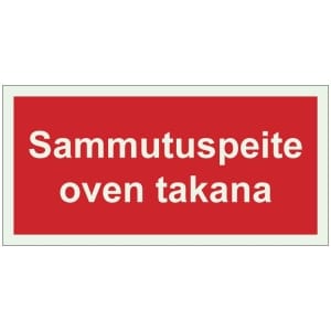 Sammutuspeite oven takana jälkivalaiseva opaste
