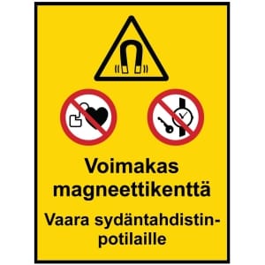 Vaarallinen sydäntahdistinpotilaille kyltti