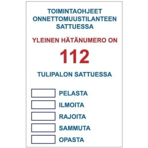 Toimintaohjeet kyltti