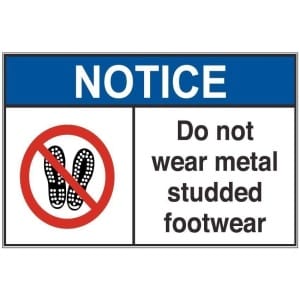 No Metal Studded Footwear an