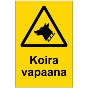 Koira vapaana kyltti