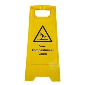 Kompastumisvaara muovinen A-teline