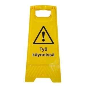 Työ käynnissä muovinen A-teline