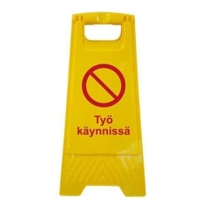 Työ käynnissä 2 muovinen A-teline