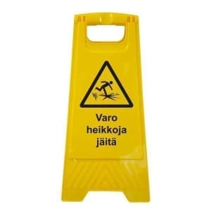 Varo heikkoja jäitä muovinen A-teline