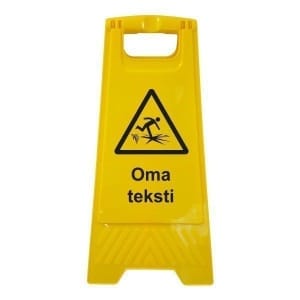 Heikot jäät muovinen A-teline omalla tekstillä