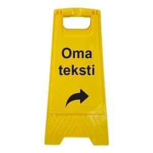 Nuoli muovinen A-teline omalla tekstillä