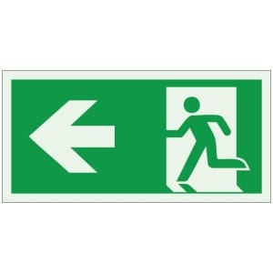 Poistumistie vasen jälkivalaiseva opaste