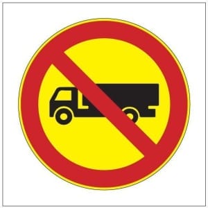 Kuorma- ja pakettiautolla ajo kielletty kyltti