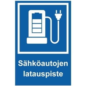 Sähköautojen latauspiste kyltti