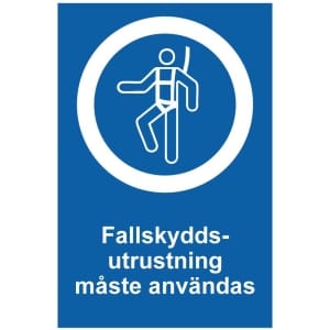 Fallskyddsutrustning måste användas kyltti