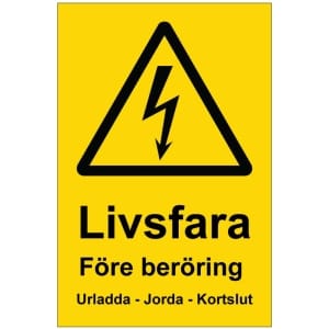 Livsfara Före beröring kyltti