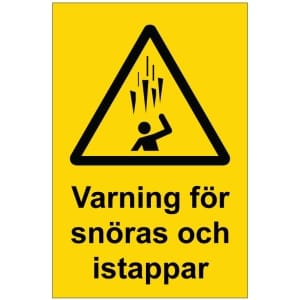 Varning för snöras och istappar kyltti