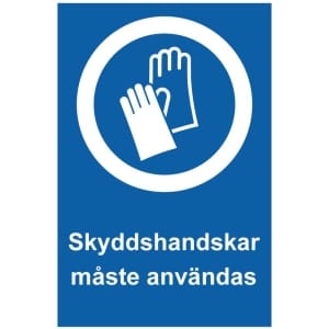 Skyddshandskar måste användas kyltti