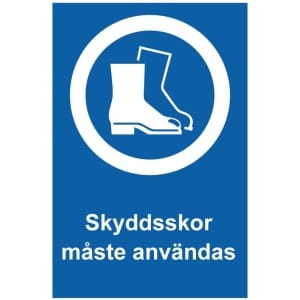 Skyddsskor måste användas kyltti
