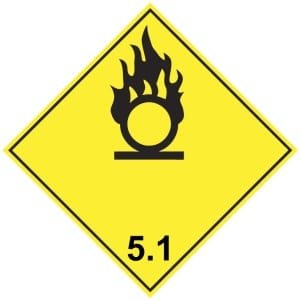 ADR 5.1 Sytyttävästi vaikuttavat (hapettavat) aineet kyltti