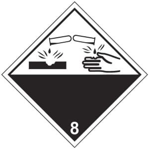 ADR 8 Syövyttävät aineet kyltti