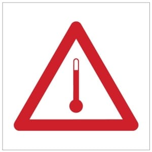 Kohotettu lämpötila kyltti