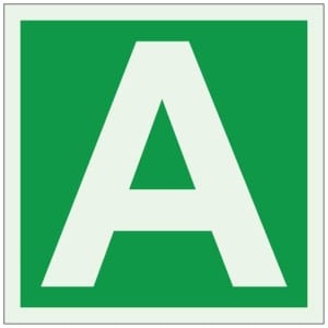 Kirjain A jälkivalaiseva opaste