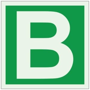 Kirjain B jälkivalaiseva opaste