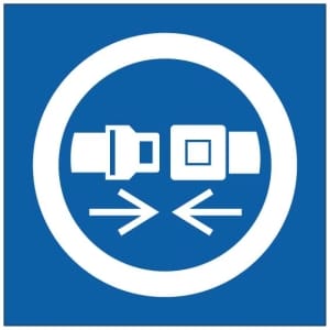 Käytettävä turvavyötä symboli kyltti